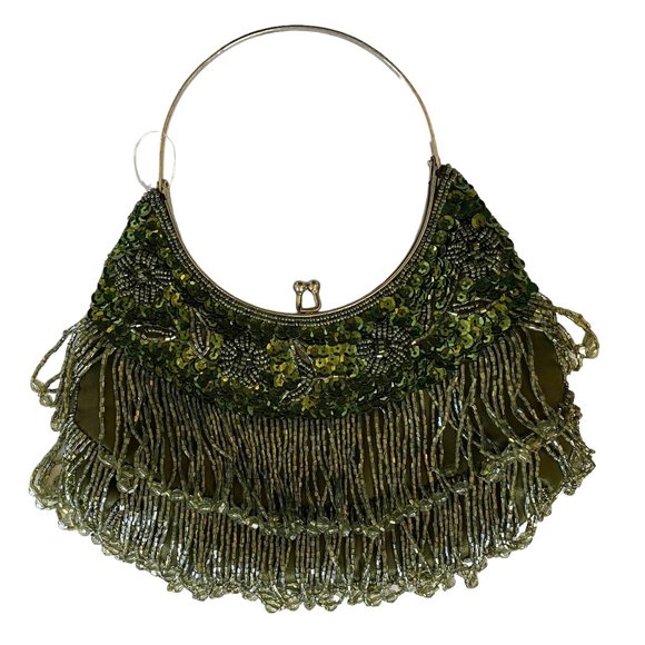 Vintage Handbags - Vintage 20s Flapper Style Beaded Fringe Purse Bag